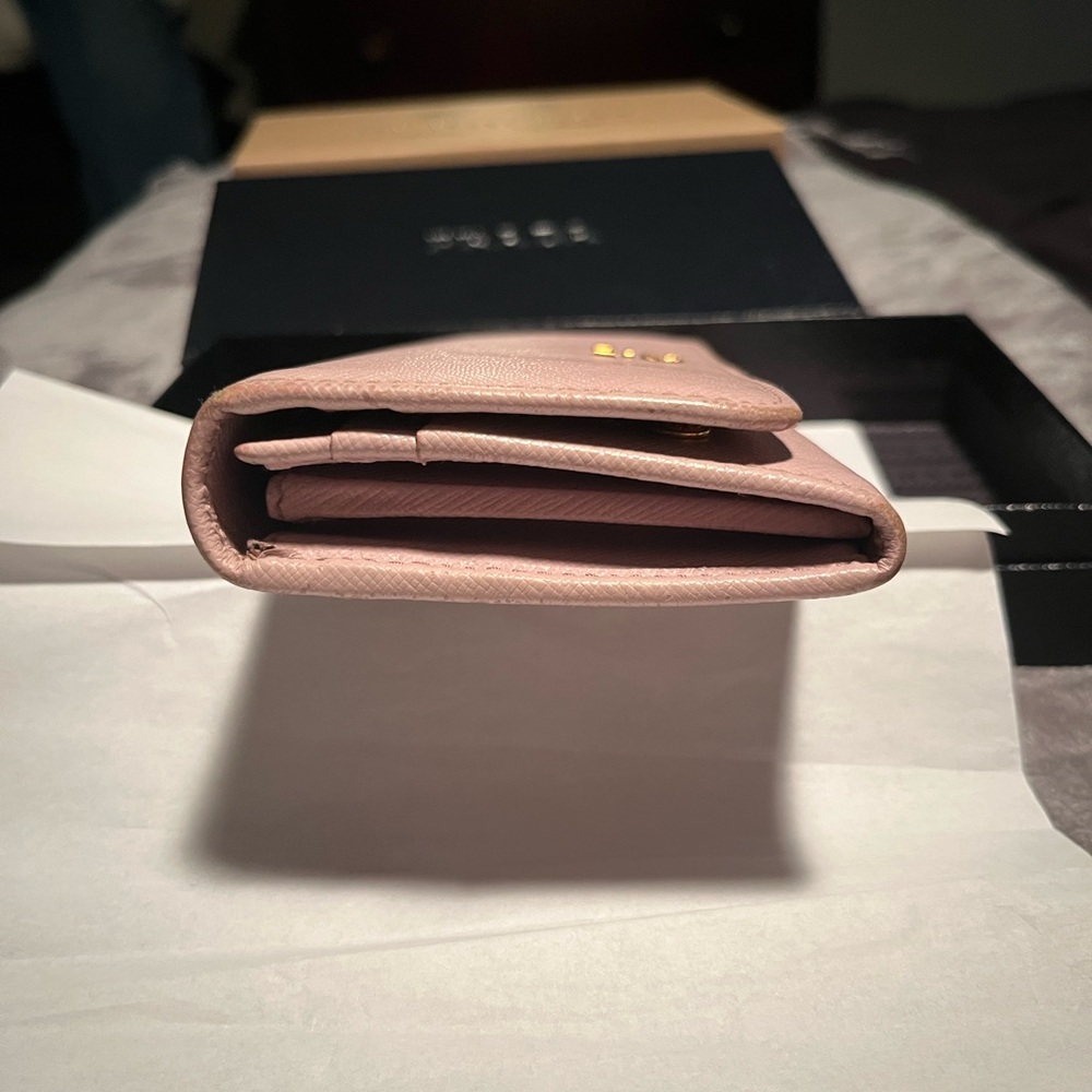 Prada Light Pink Saffiano Leather Continental Wallet with Gold Hardware - Picture 4 of 16